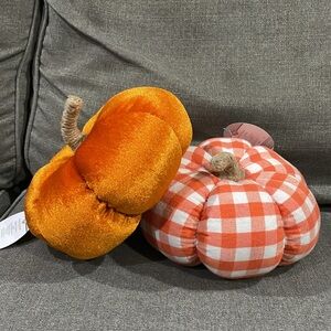 Huntington Home Aldi Fabric Pumpkins Plaid Orange & Shimmer Orange Pumpkin